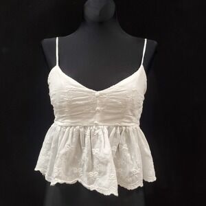 Altard State Womens Sleeveless Babydoll V Neck Cropped Top Size‎ XS White Bow